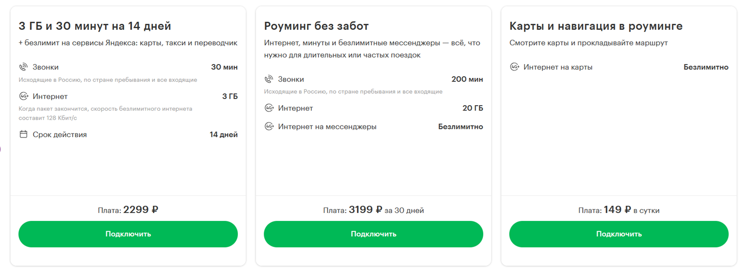 Пакеты и опции для роуминга от МегаФона